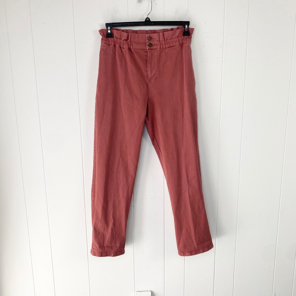 Lila Ryan Hensley Marsala Paperbag Waist Straight Leg Pants Red Pink Size 12
